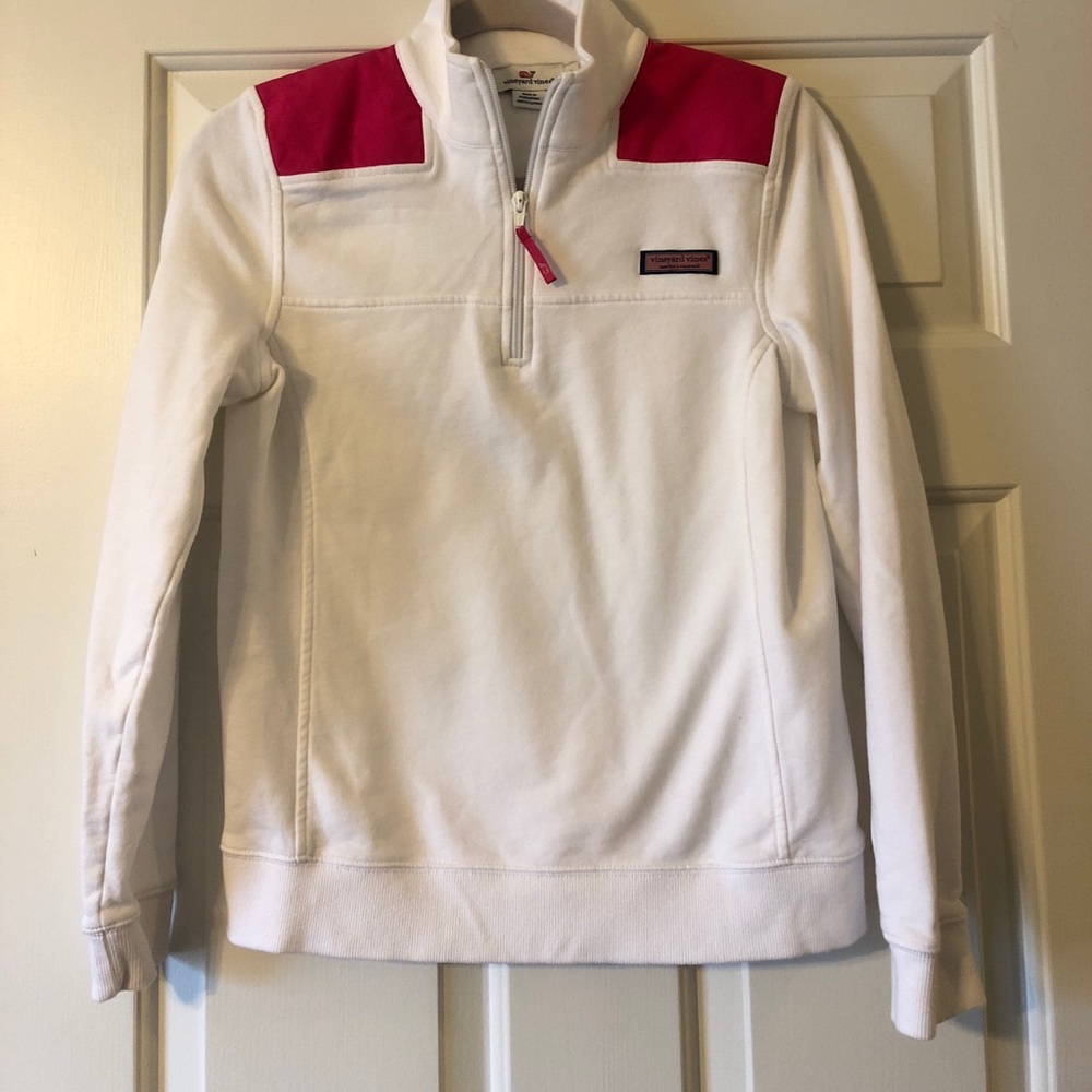 Vineyard Vines White and Hot Pink Shep Shirt